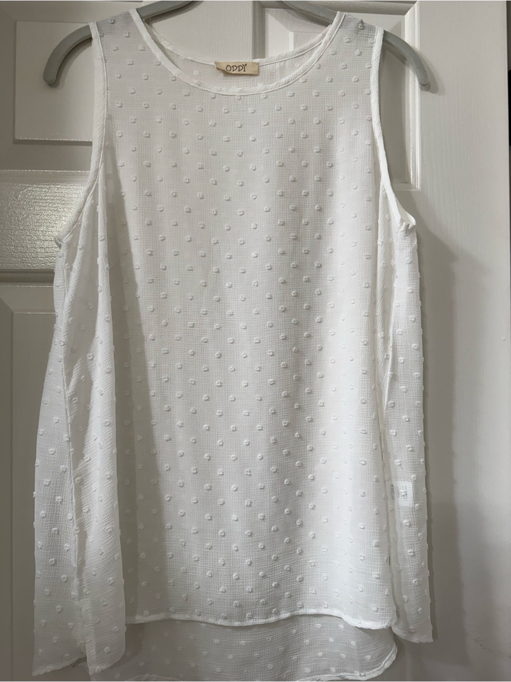 Oddy White Swiss Dot Sleeveless Blouse - Size Medium *NWOT